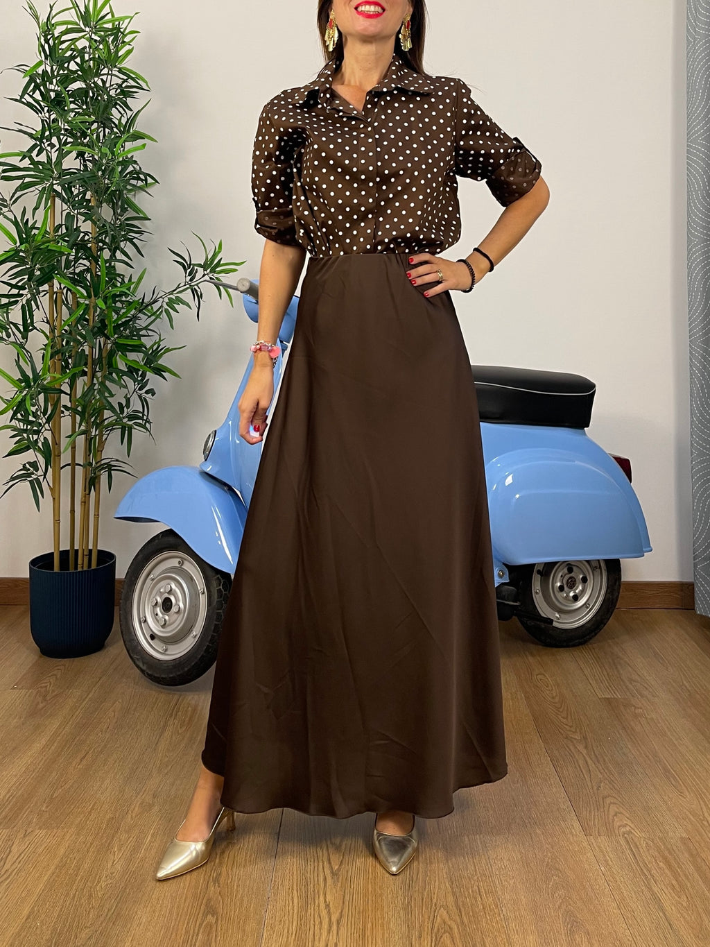 Gonna lunga maxi/midì in satin effetto raso