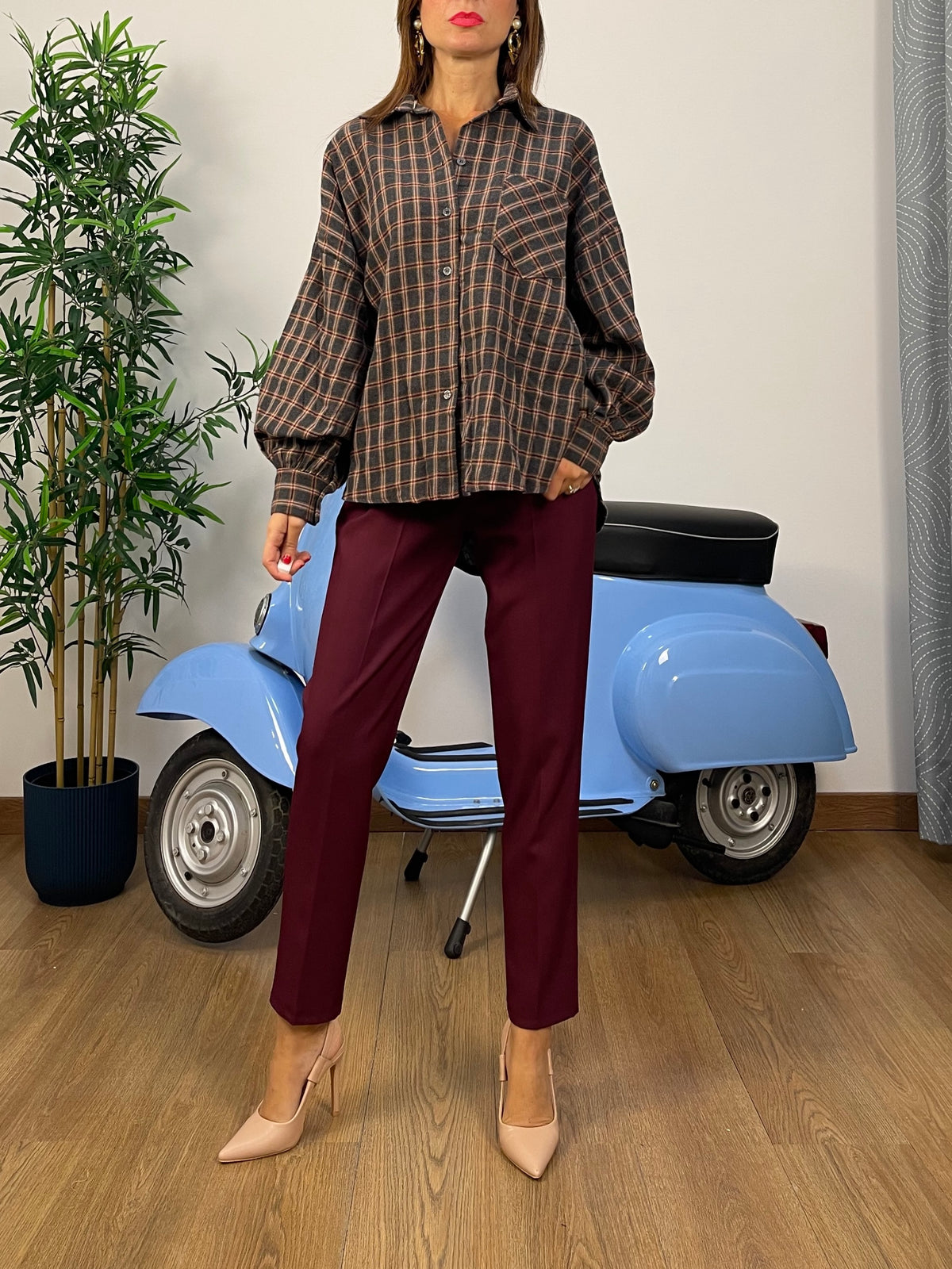 Camicia oversize a quadri tarta