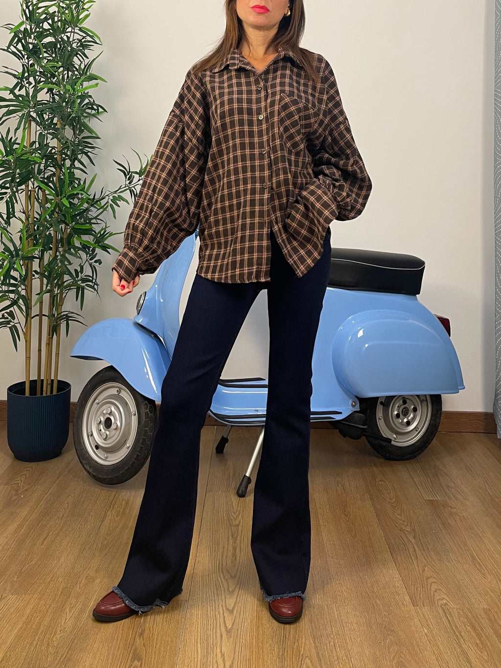 Camicia oversize a quadri tarta