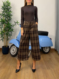 Pantalone Culotte Cropped a Quadri Plaid