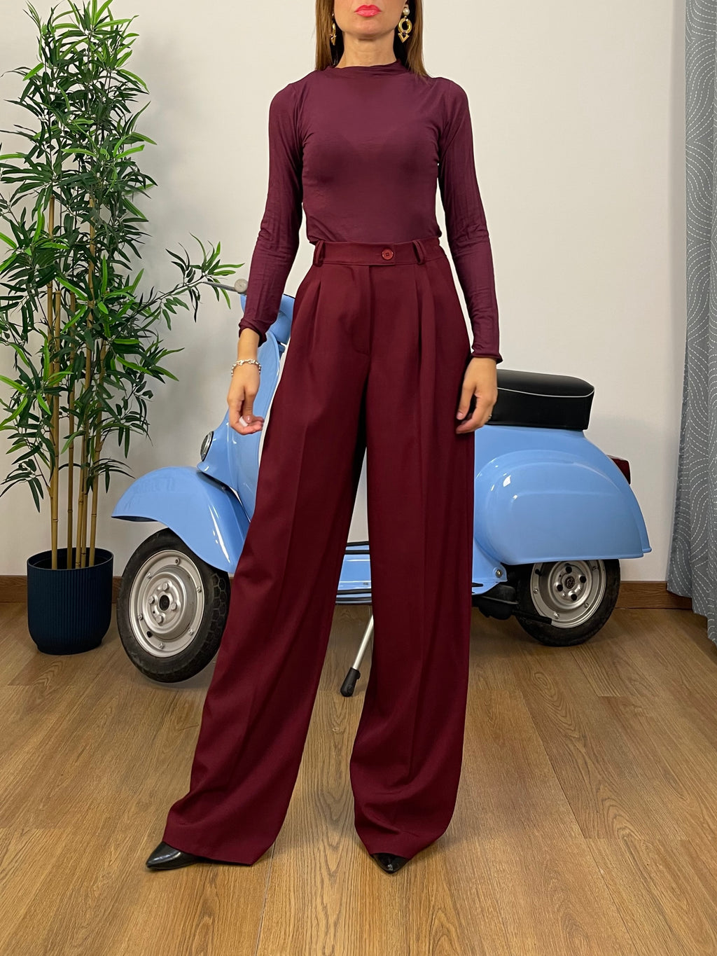 Pantalone Palazzo a Vita Alta con Pince