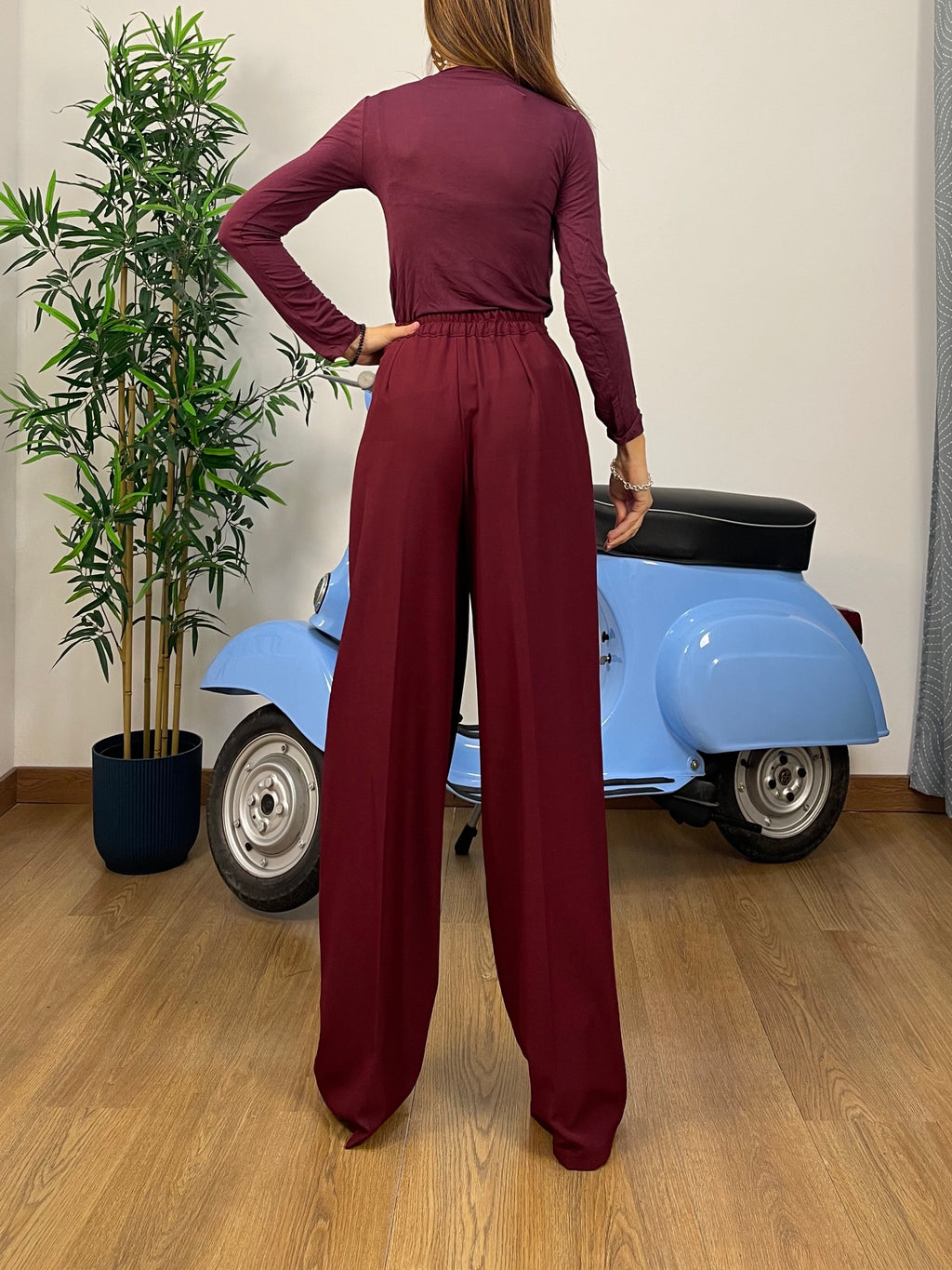 Pantalone Palazzo a Vita Alta con Pince