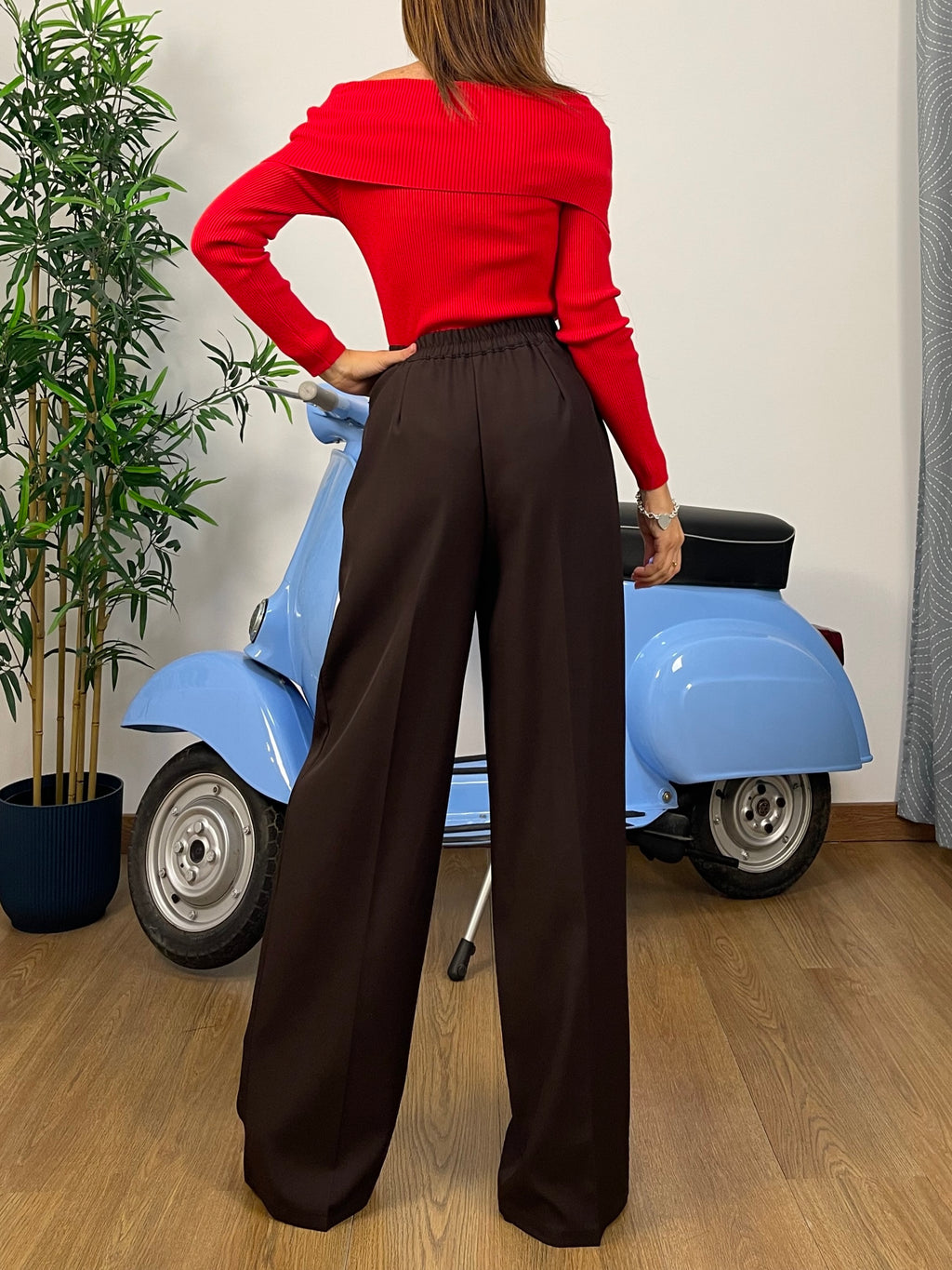 Pantalone Palazzo a Vita Alta con Pince